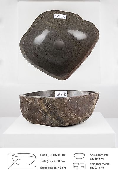 wohnfreuden Aufsatzwaschbecken Naturstein Waschbecken 40 cm günstig online kaufen