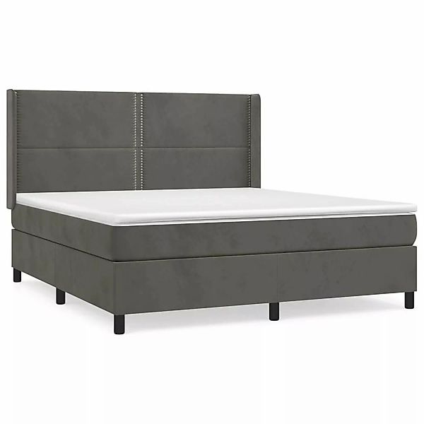 vidaXL Boxspringbett mit Matratze Dunkelgrau 160x200 cm Samt1378623 günstig online kaufen