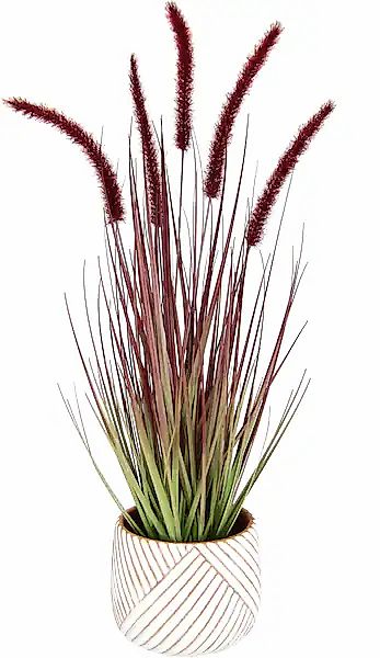 I.GE.A. Kunstpflanze »Fuchsschwanzgras« Mit Übertopf Kunstgras Deko Borsten günstig online kaufen
