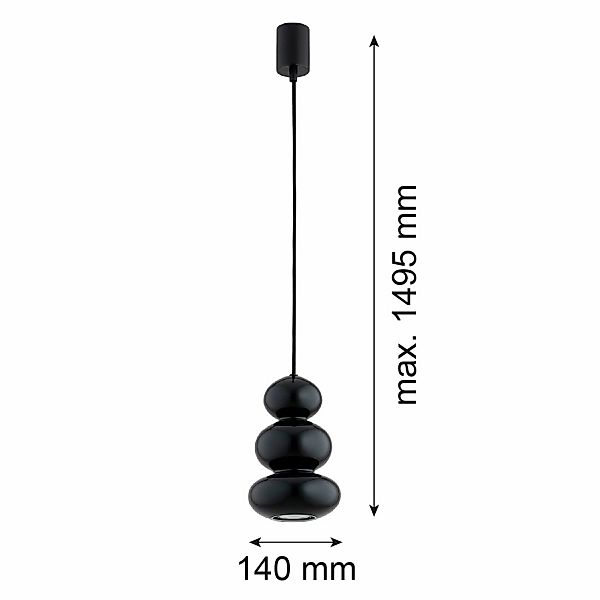 Hängeleuchte Oman, schwarz glänzend, Glas, Ø 14 cm günstig online kaufen