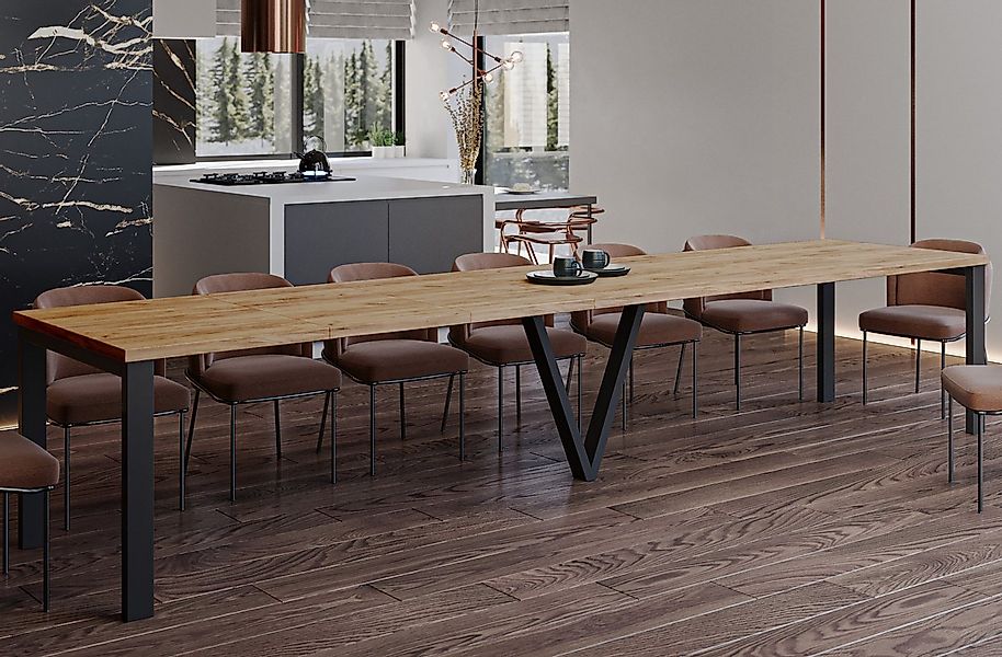 Endo-Moebel Esstisch Titan XXL 130-405 cm, Metallgestell, ausziehbar, 400cm günstig online kaufen