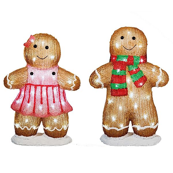 Lumineo LED-Weihnachtsfigur Lebkuchen 2-fach Sortiert 46 cm günstig online kaufen