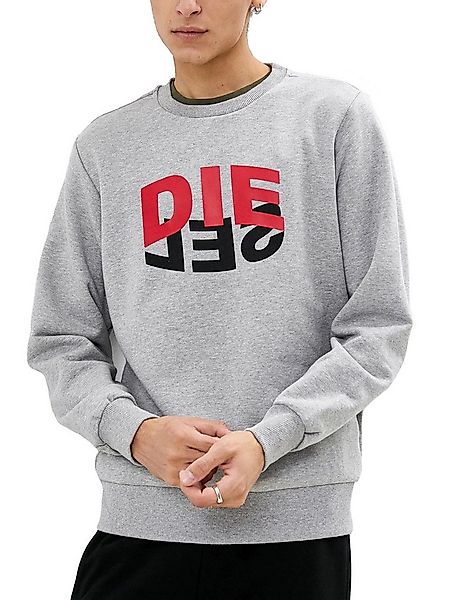 Diesel Sweatshirt Regular Fit Pullover - S-GIRK-N80 Grau Superweicher Herre günstig online kaufen