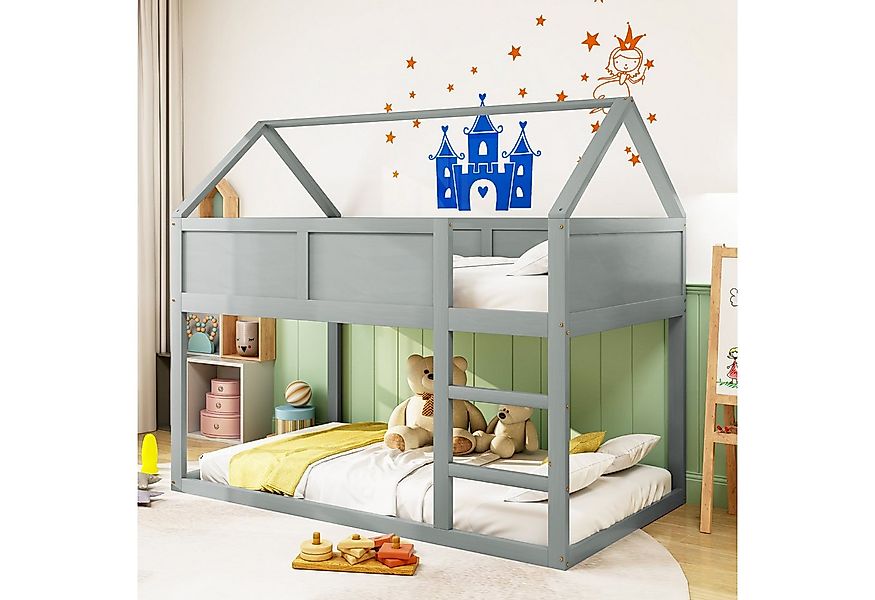 STILVORA Kinderbett 90×200 niedriges Etagenbett mit Treppe,Bettgestell ohne günstig online kaufen