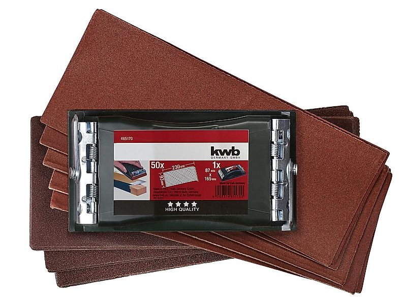 kwb Schleifpapier, Handschleifer-Set, 2-teilig inkl. Schleifklotz mit Klemm günstig online kaufen