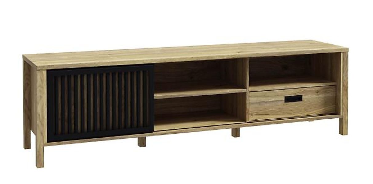 TV-Lowboard inkl. 1 Tür und 1 Schubkasten Mauvella Eiche / Schwarz günstig online kaufen