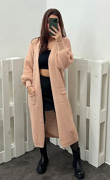 HELLO MISS Longstrickjacke Modisch Maxi Strickjacke mit aufgesetzten Tasche günstig online kaufen