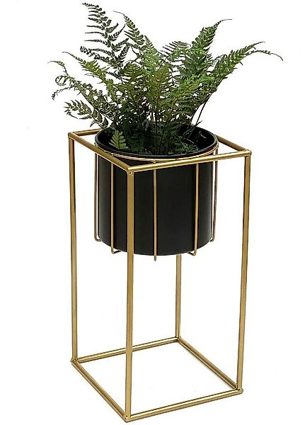 DanDiBo Blumenhocker mit Topf Metall Gold Schwarz Eckig Blumenhocker 96035, günstig online kaufen