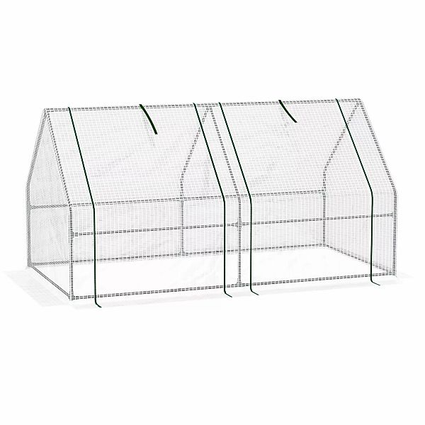 Outsunny Mini Gewächshaus Foliengewächshaus 180x90x90cm mit 2 Rollfenstern günstig online kaufen