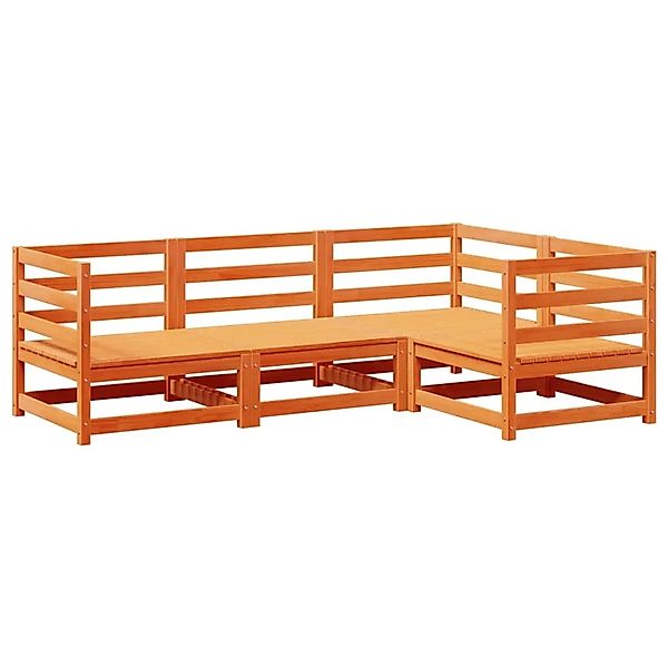 vidaXL 4-Tlg Garten-Sofagarnitur Wachsbraun Massivholz Kiefer 3299409 günstig online kaufen