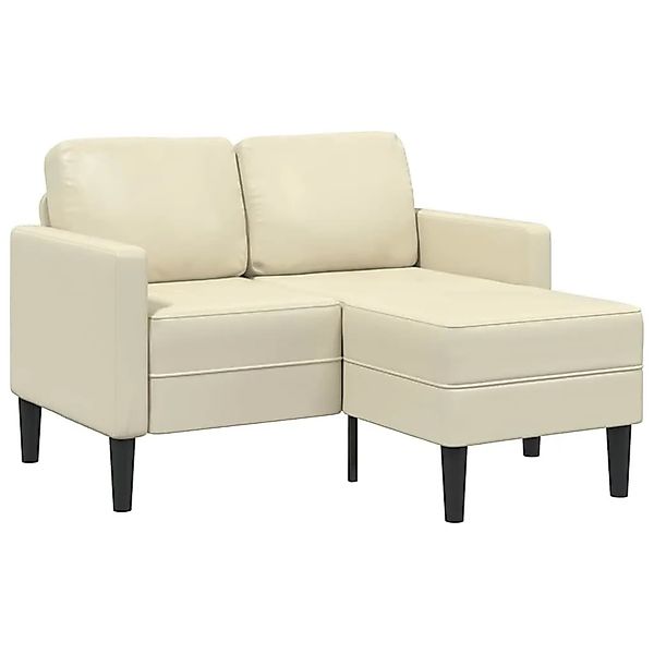 vidaXL 2-Sitzer-Sofa mit Chaiselongue L-Form Creme 125 cm Kunstleder 410708 günstig online kaufen