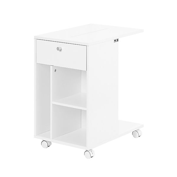 SoBuy Couchtisch mit Tablet Schiene Beistelltisch mit Rollen Weiß FBT148-W günstig online kaufen