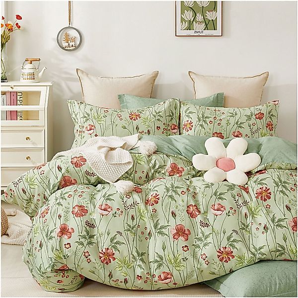 KEAYOO Bettwäsche Blumenbettwäsche 135x200cm Bettbezug 80x80cm günstig online kaufen