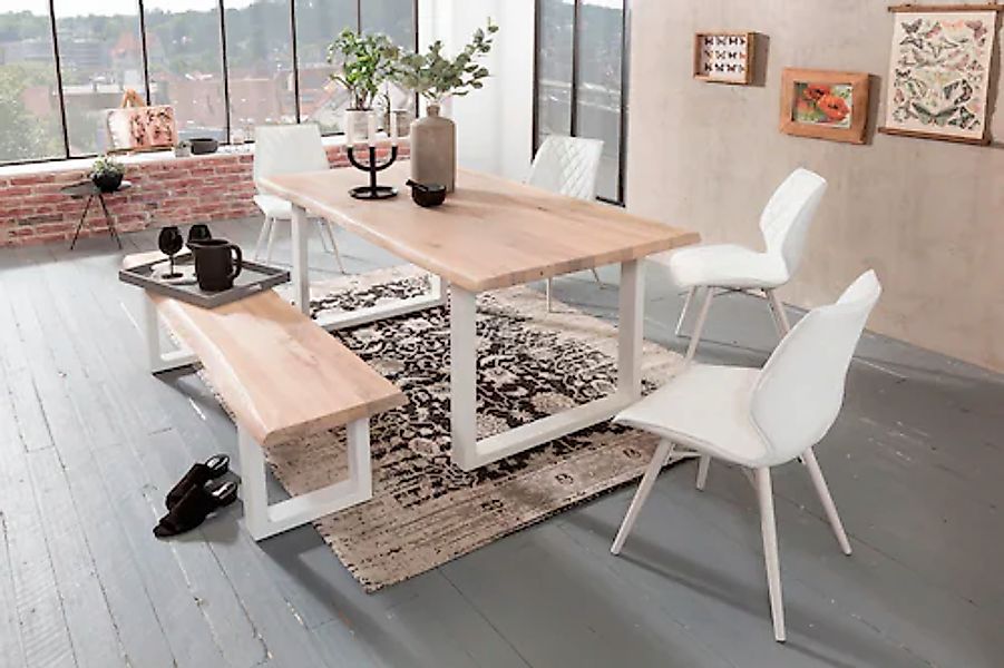 Home affaire Esstisch "Tristan", Eiche massiv mit Baumkante günstig online kaufen
