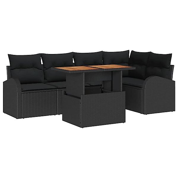 vidaXL Garten-Sofa-Set mit Speicher 6-Tlg Schwarz Poly Rattan 3358326 günstig online kaufen