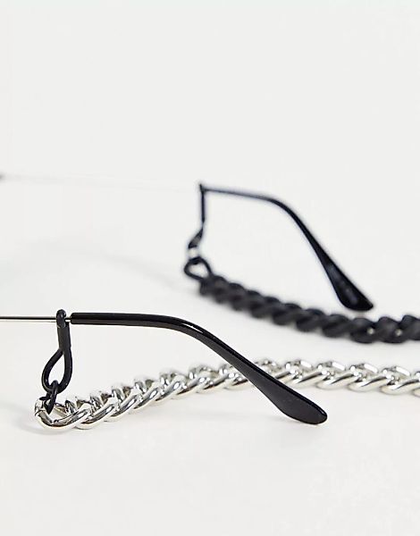 ASOS DESIGN ‑ Grobe Sonnenbrillenkette einer schwarzen und einer silberfarb günstig online kaufen