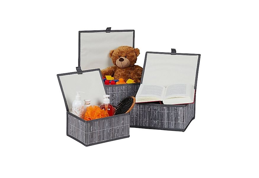 relaxdays Aufbewahrungskorb 3er Set, grau günstig online kaufen