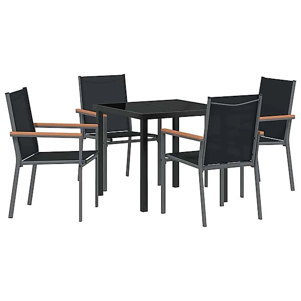 vidaXL 5-Teiliges Garten-Esstischset in Schwarz mit Textilene und Stahl 337 günstig online kaufen