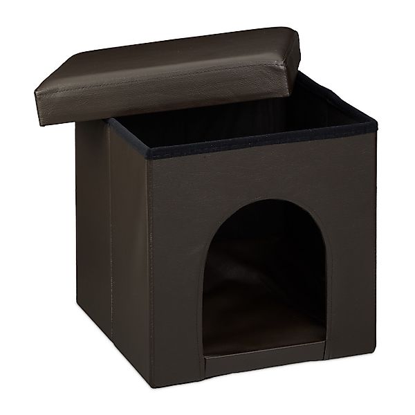 relaxdays Indoorhütte Hundebox Sitzhocker, Braun günstig online kaufen