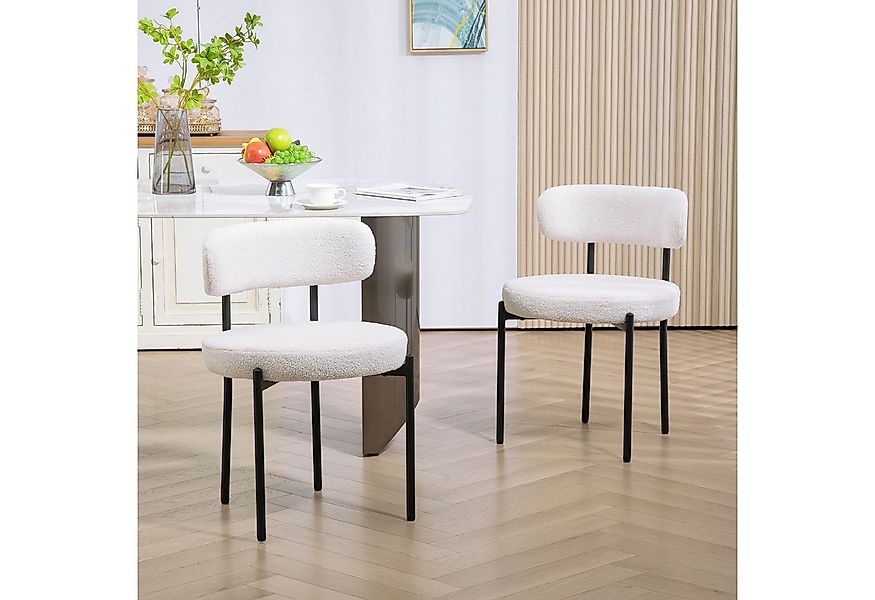 HOMCOM Esszimmerstuhl mit Rückenlehne, Fleeceoptik, Stahlbeine (2er Set Ess günstig online kaufen