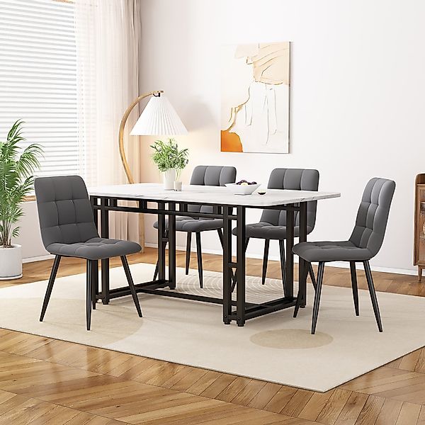Esszimmertisch, moderner Küchentisch mit MDF-Tischplatte und goldenen Metal günstig online kaufen