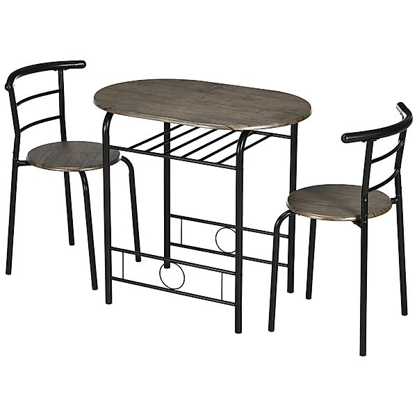 HOMCOM Essgruppe mit 2 Stühlen MDF Metall Schwarz 80L x 53B x 74,5H cm günstig online kaufen