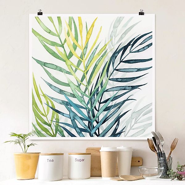 Poster Blumen - Quadrat Tropisches Blattwerk - Palme günstig online kaufen