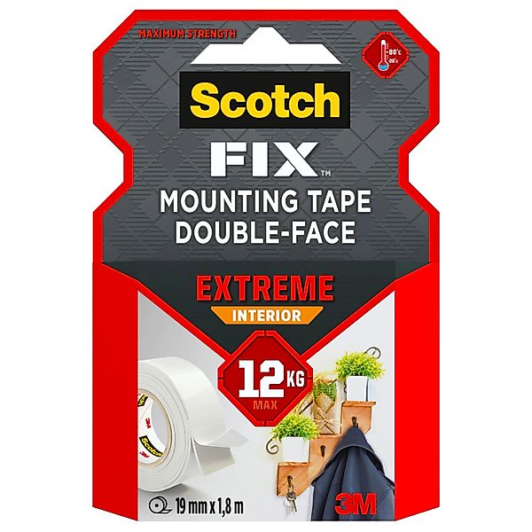 Scotch-Fix Innenmontageband Extreme Doppelseitig 19 mm x 1,8 m Weiß günstig online kaufen