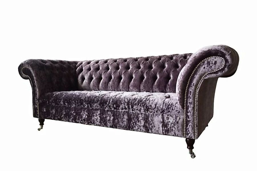 JVmoebel Sofa Lila Chesterfield Couch Textil Samt Stoff Möbel Designer 3 Si günstig online kaufen