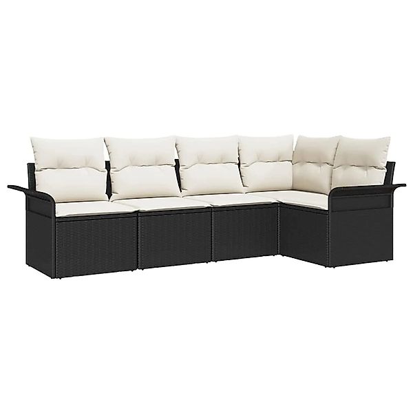 vidaXL Garten-Sofa-Set mit Kissen 5-Tlg Schwarz Poly Rattan 3354026 günstig online kaufen
