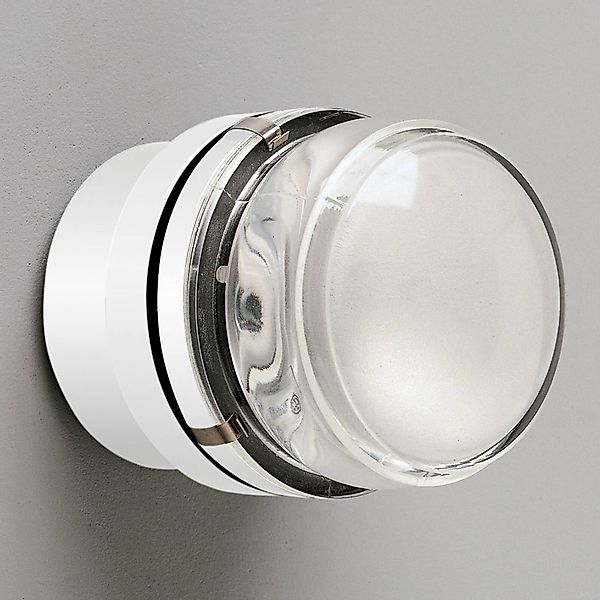 .Oluce Wandleuchte Fresnel, weiß, Glaslinse, IP44, E14 günstig online kaufen