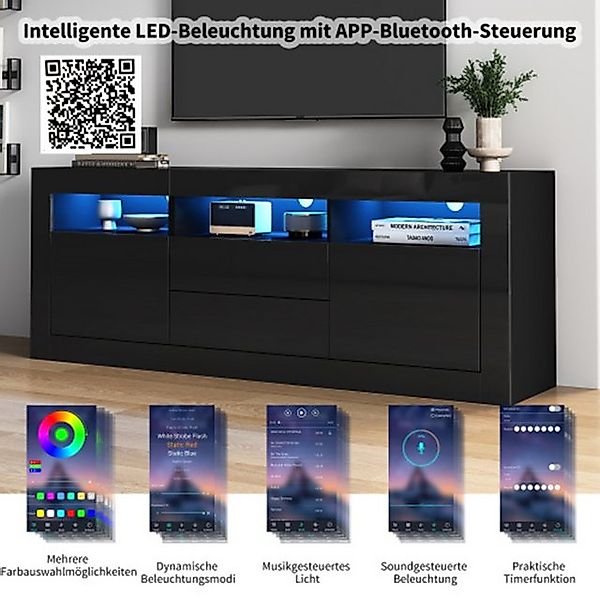 XDeer TV-Schrank TV-Schrank mit LED-Beleuchtung, 3 offenen Fächern, 2 Schub günstig online kaufen