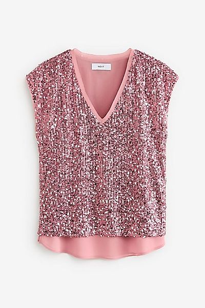 Next Paillettenshirt Oberteil mit V-Ausschnitt und günstig online kaufen