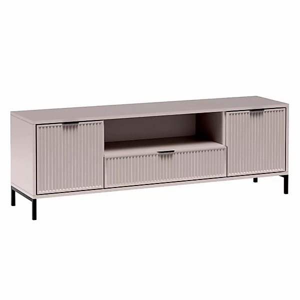 TV Lowboard in Kaschmir beige mit Rillenoptik 165 cm LAURO-161 günstig online kaufen