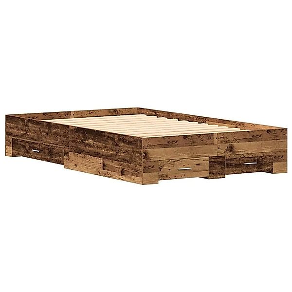 vidaXL Bettrahmen mit Schubladen Altholz 120 x 190 cm Holzwerkstoff 3333978 günstig online kaufen