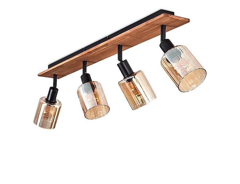 hofstein Deckenleuchte Deckenlampe aus Metall/Holz/Glas in Schwarz/Natur/Be günstig online kaufen