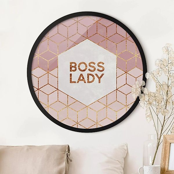 Rundes Gerahmtes Bild Boss Lady Sechsecke Rosa günstig online kaufen