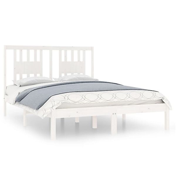 Vidaxl Massivholzbett Weiß 135x190 Cm 4ft6 Double günstig online kaufen