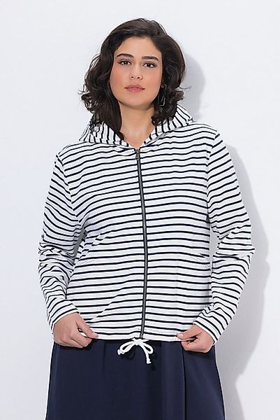 Ulla Popken Sweatjacke Sweatjacke Ringel Saumtunnel Kapuze günstig online kaufen