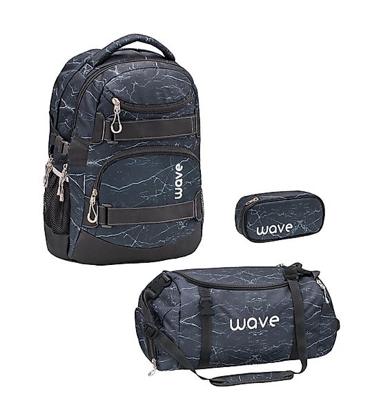 Wave Infinity Rucksack Set mit Schlamperbox und Sporttasche, Marble günstig online kaufen