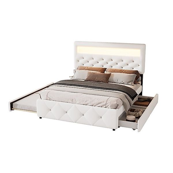 Gotagee Polsterbett Podestbett Doppelbett mit Bettauszug 2 Schubladen 140x2 günstig online kaufen