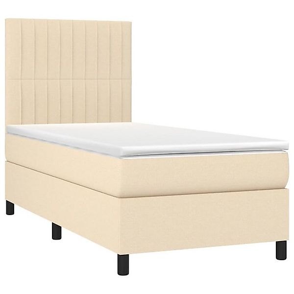 vidaXL Boxspringbett Boxspringbett mit Matratze LED Creme 90x200 cm Stoff B günstig online kaufen