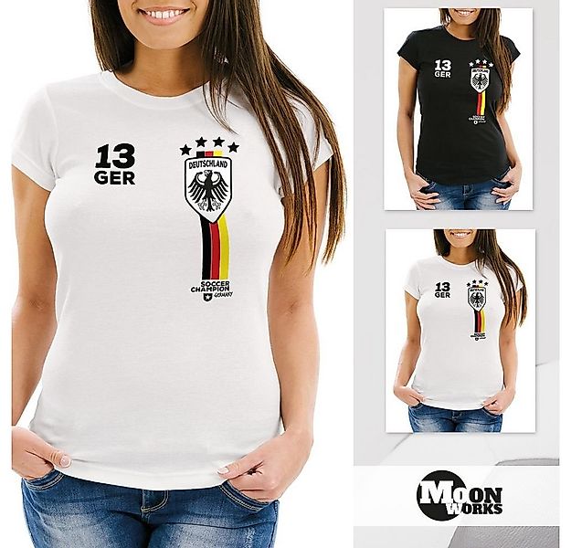 MoonWorks Print-Shirt Damen T-Shirt Fanshirt Fußball EM WM Deutschland Trik günstig online kaufen