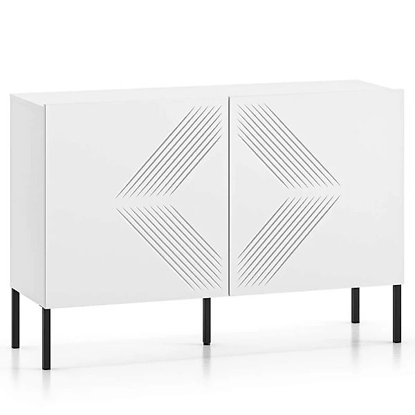 Sideboard 114cm in weiß, schwarze Metallfüße CHENNAI-131 günstig online kaufen