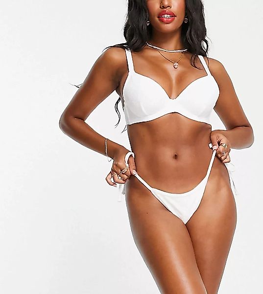 Peek & Beau – Größere Brust – Exklusive Bikinihose aus Frottee in Weiß mit günstig online kaufen