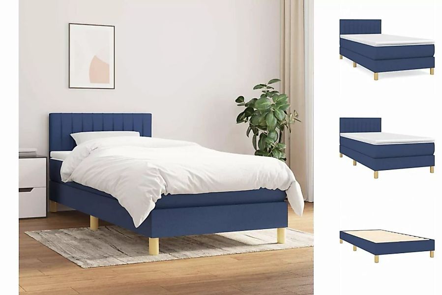vidaXL Bettgestell Boxspringbett mit Matratze Blau 100x200 cm Stoff Bett Be günstig online kaufen