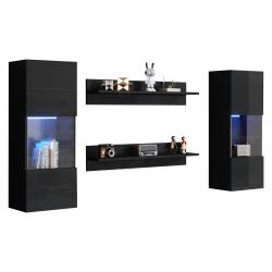 Merax Wohnwand mit LED und Vitrinen, günstig online kaufen