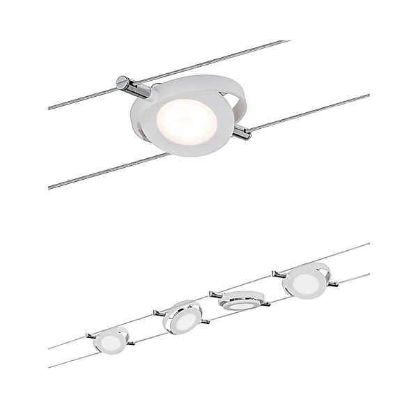 Paulmann "LED Seilsystem RoundMac Basisset 4x200lm 4x4,3W 2700K 230/12V Wei günstig online kaufen