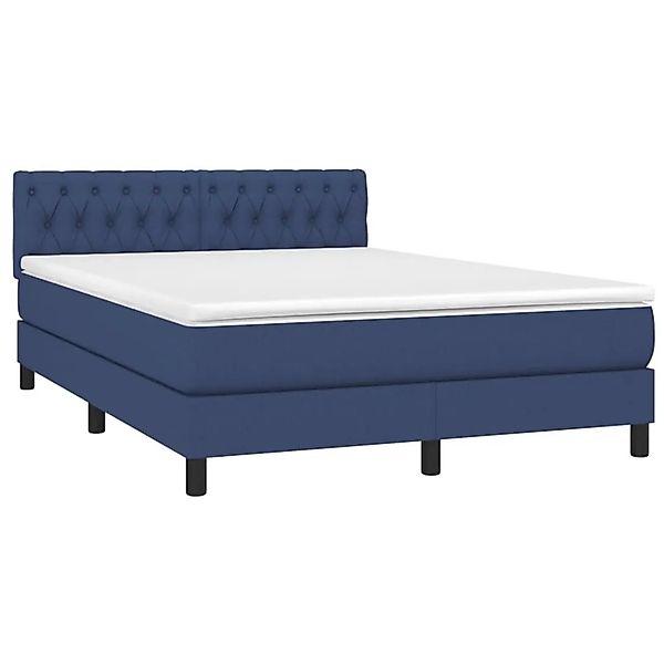 vidaXL Boxspringbett mit Matratze & LED Blau 140x190 cm Stoff 3133395 günstig online kaufen