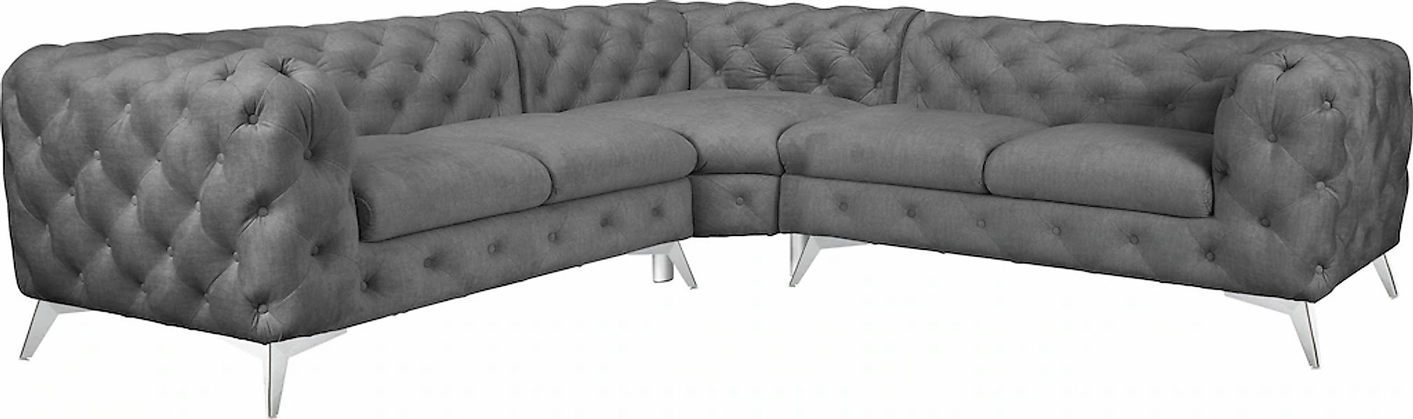 Home affaire Chesterfield-Sofa "Ecksofa GLYNIS L-Form mit Wellenunterfederu günstig online kaufen